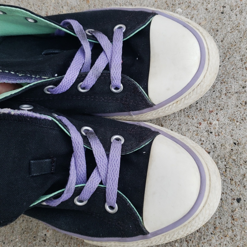 Converse Canvas Double Tongue Sneakers Classic All Star Size 4 Youth 6 Womens - Picture 15 of 16